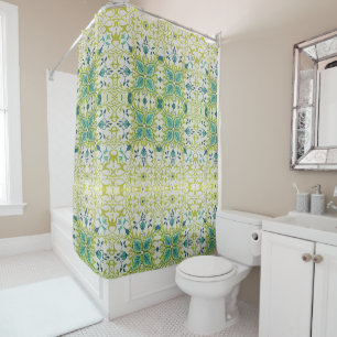 William Morris Bloemen Blauw Blauw Blauw Douchegordijn