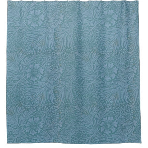 William Morris bloemen Blauw Douchegordijn
