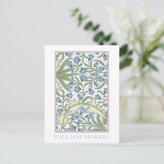 William Morris - Bloemen: Blauw & Groen Bloemen Briefkaart (Staand voorkant)