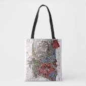 William morris bloemen bloemenillustratie rood bla tote bag (Voorkant)