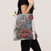 William morris bloemen bloemenillustratie rood bla tote bag (Dichtbij)