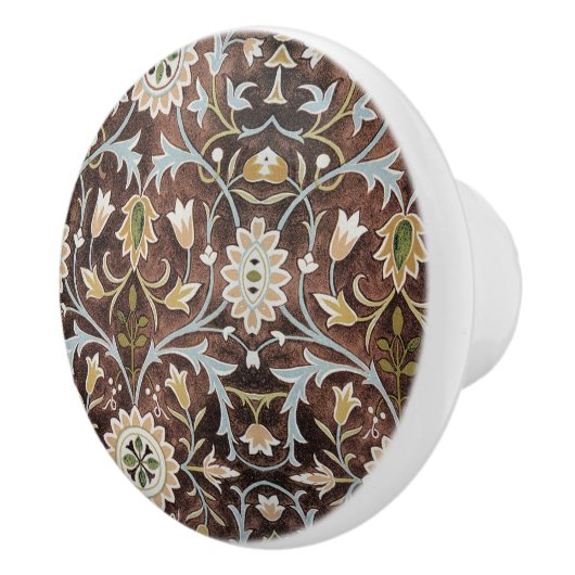 William Morris  Bloemen Bruin Blauw Groen Keramische Knop (Rechts)