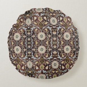 William Morris  Bloemen Bruin Blauw Groen Rond Kussen