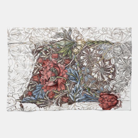 William morris bloemen elegante florale illustrati theedoek (Horizontaal)