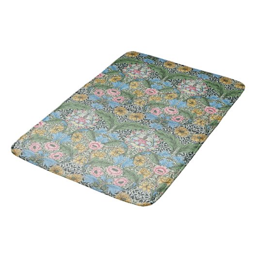 William Morris  Bloemen Geel Blauw Badmat (Gekanteld)