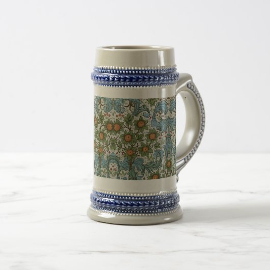 William Morris  Bloemen Geel Groen Blauw Bierpul (Voorkant rechts)