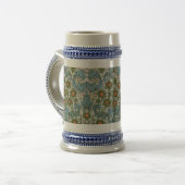 William Morris  Bloemen Geel Groen Blauw Bierpul (Voorkant links)
