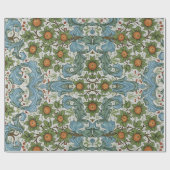 William Morris  Bloemen Geel Groen Blauw Cadeaupapier (Vlak)