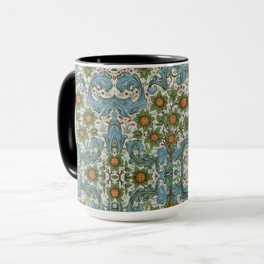 William Morris  Bloemen Geel Groen Blauw Mok (Voorkant links)