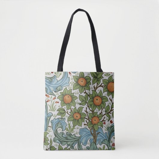 William Morris Bloemen Geel Groen Blauw Tote Bag (Voorkant)
