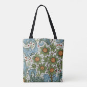William Morris Bloemen Geel Groen Blauw Tote Bag (Achterkant)