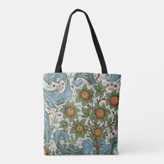 William Morris  Bloemen Geel Groen Blauw Tote Bag (Achterkant)