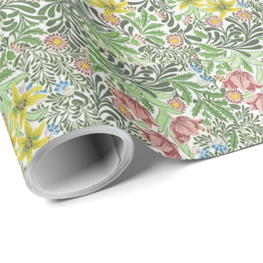  William Morris Bloemen Groen Cadeaupapier (Rol Hoek)