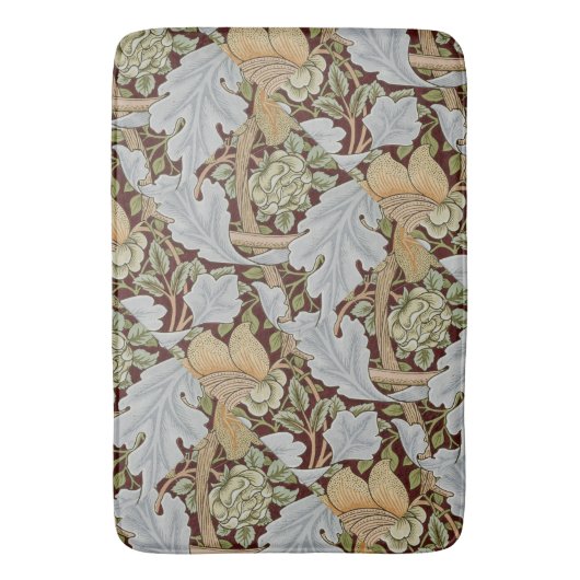 William Morris  Bloemen Wit Rood Badmat (Voorkant Verticaal)