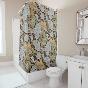 William Morris Bloemen Wit Rood Douchegordijn