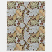 William Morris  Bloemen Wit Rood Fleece Deken (Voorkant)