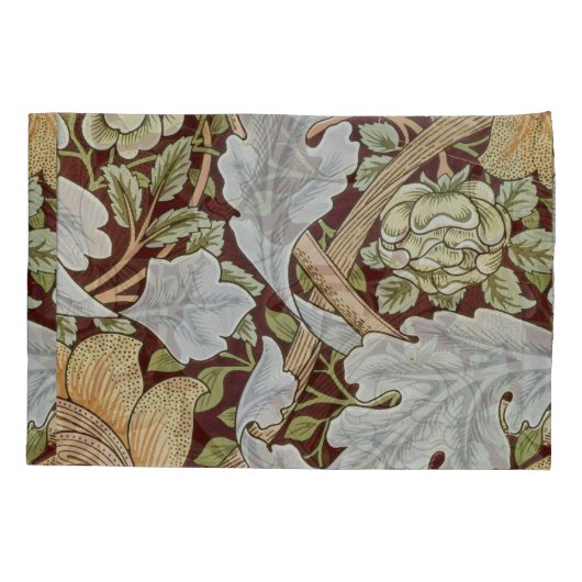 William Morris  Bloemen Wit Rood Kussensloop (Achterkant-Links)