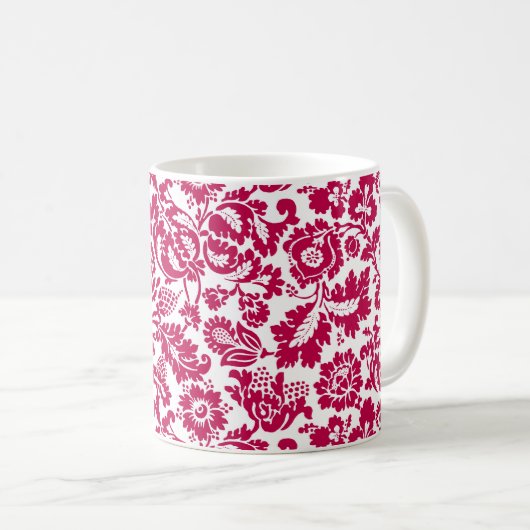 William Morris bloemendamask, fuchsia roze Koffiemok (Voorkant rechts)