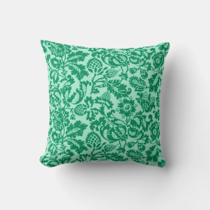 William Morris bloemendamask, turquoise en aqua Kussen