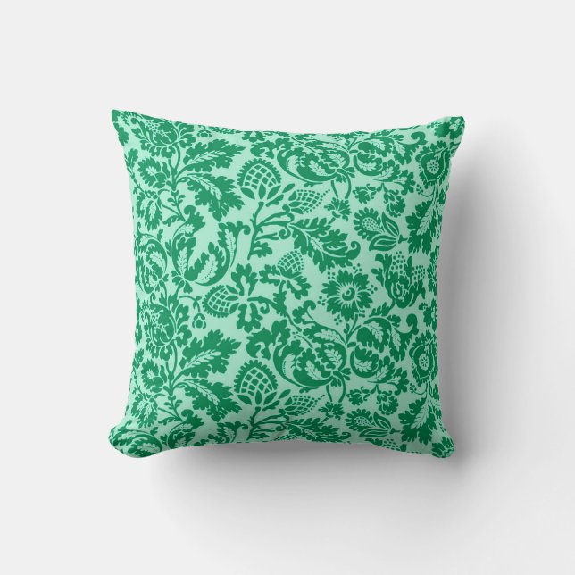 William Morris bloemendamask, turquoise en aqua Kussen (Voorkant)