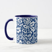 William Morris bloemendamask, wit op kobaltblauw Mok (Links)