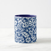 William Morris bloemendamask, wit op kobaltblauw Mok (Midden)