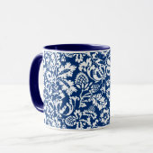 William Morris bloemendamask, wit op kobaltblauw Mok (Voorkant links)