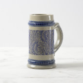 William Morris  Bloemenmotief Blauw Wit Bierpul (Voorkant rechts)