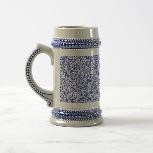 William Morris  Bloemenmotief Blauw Wit Bierpul (Links)