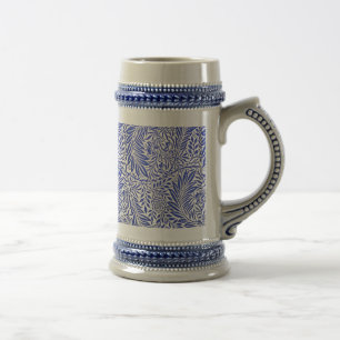 William Morris  Bloemenmotief Blauw Wit Bierpul