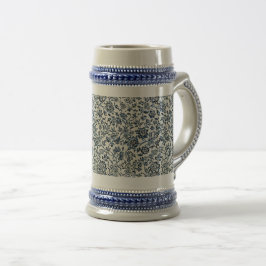 William Morris Bloemenmotief Blauw Wit Bierpul