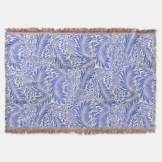 William Morris  Bloemenmotief Blauw Wit Deken (Voorkant)