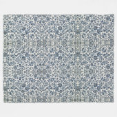 William Morris  Bloemenmotief Blauw Wit Fleece Deken (Voorkant (Horizontaal))