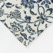 William Morris Bloemenmotief Blauw Wit Fleece Deken (Hoek)