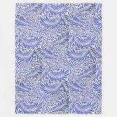 William Morris Bloemenmotief Blauw Wit Fleece Deken (Voorkant)