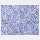 William Morris Bloemenmotief Blauw Wit Fleece Deken (Voorkant (Horizontaal))