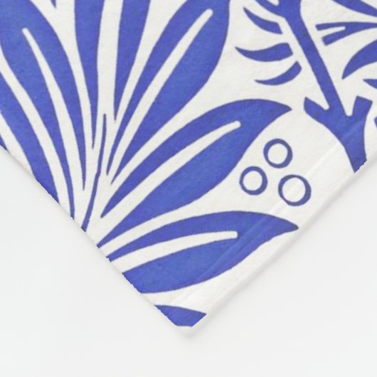 William Morris  Bloemenmotief Blauw Wit Fleece Deken (Hoek)