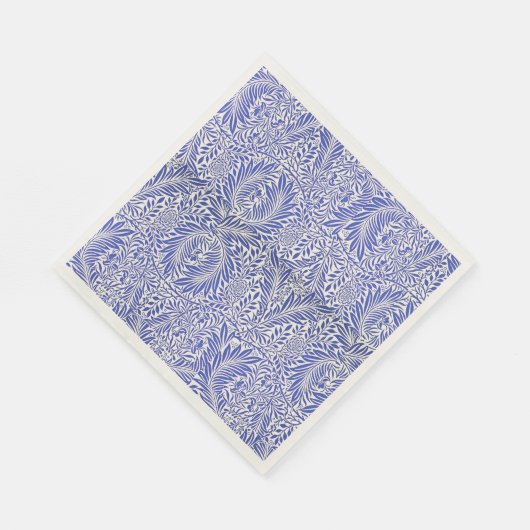 William Morris  Bloemenmotief Blauw Wit Servet (Hoek)