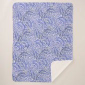 William Morris  Bloemenmotief Blauw Wit Sherpa Deken (Voorkant)