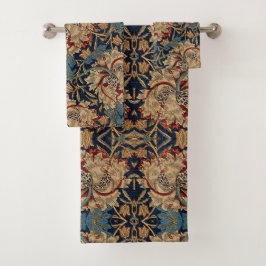 William Morris  Bloemenmotief Rood Blauw Bad Handdoek