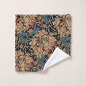 William Morris  Bloemenmotief Rood Blauw Bad Handdoek (Wasdoekje)