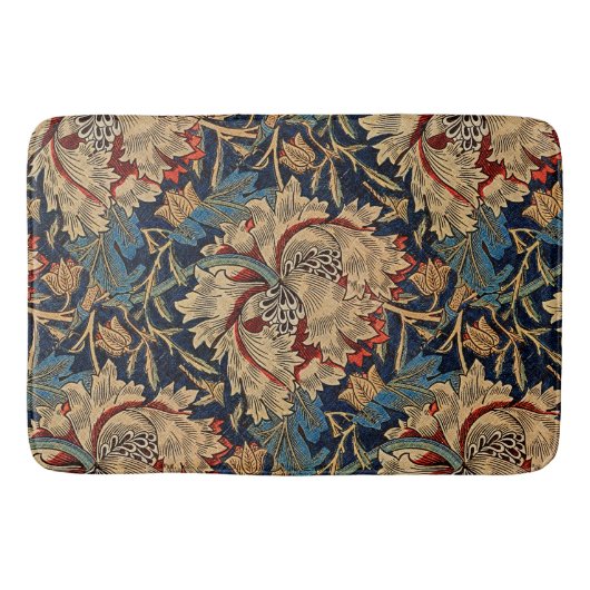 William Morris  Bloemenmotief Rood Blauw Badmat (Voorkant)