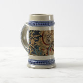 William Morris  Bloemenmotief Rood Blauw Bierpul (Voorkant links)