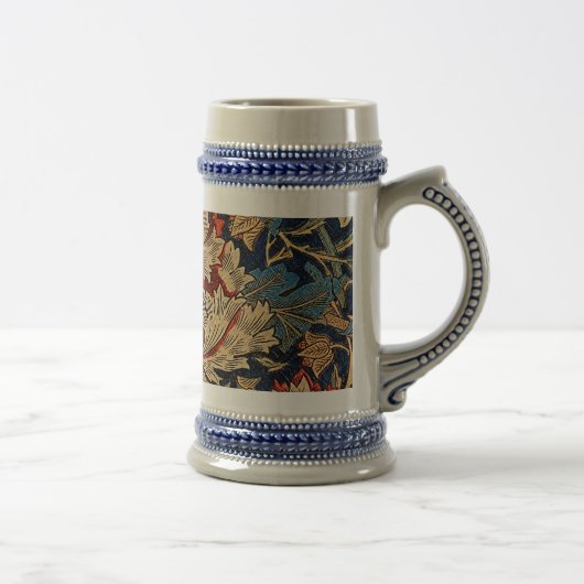 William Morris  Bloemenmotief Rood Blauw Bierpul (Rechts)