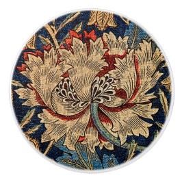 William Morris Bloemenmotief Rood Blauw Keramische Knop
