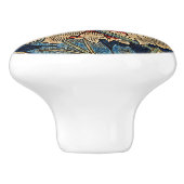 William Morris Bloemenmotief Rood Blauw Keramische Knop (Zijkant)