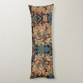 William Morris  Bloemenmotief Rood Blauw Lichaamskussen (Achterkant (Verticaal))
