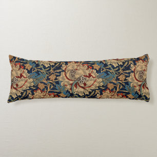 William Morris  Bloemenmotief Rood Blauw Lichaamskussen