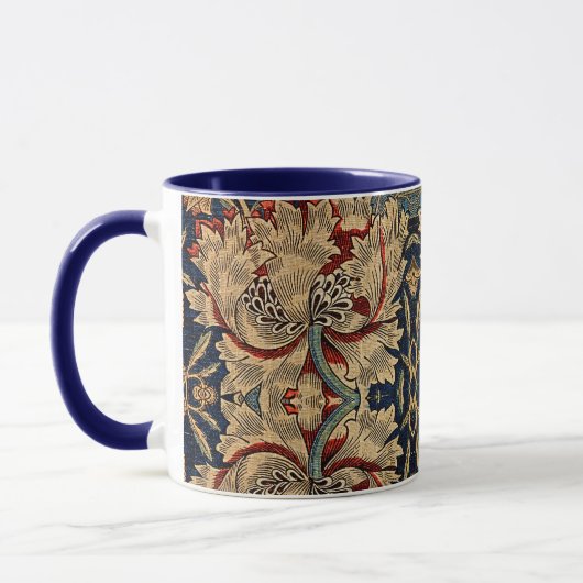 William Morris  Bloemenmotief Rood Blauw Mok (Links)