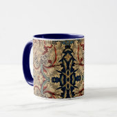 William Morris  Bloemenmotief Rood Blauw Mok (Voorkant links)